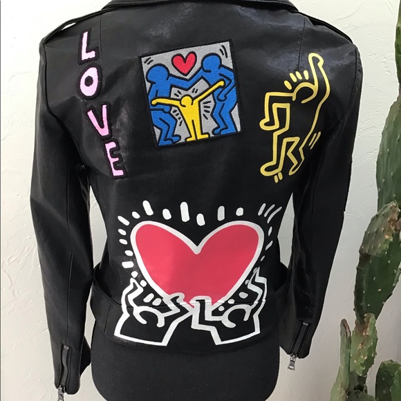 ALICE & OLIVIA x KEITH HARING CODY LEATHER JACKET SMALL RETAIL $1200 - Picture 7 of 12
